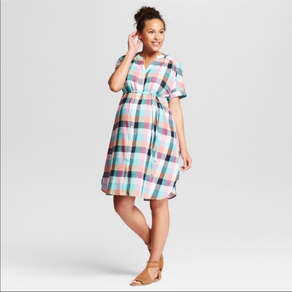 Isabel Maternity Multicolored Plaid Pattern